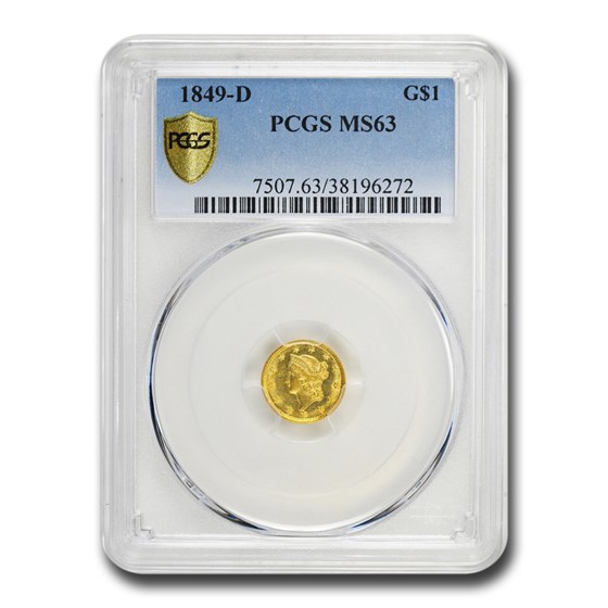 1849-D $1 Liberty Head Gold MS-63 PCGS 1849-D $1 Liberty Head Gold MS-63 PCGS